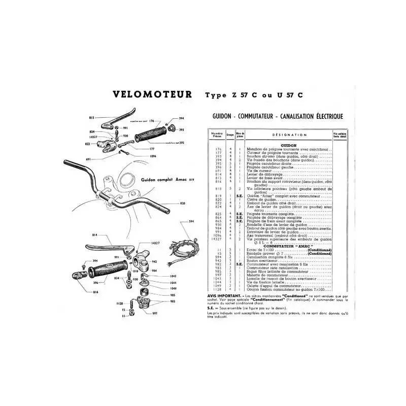 Curseur de poignée tournante Amac pour Motobécane Z57, Z27 - 2 Curseur de poignée tournante Amac pour Motobécane Z57, Z27 - 2
