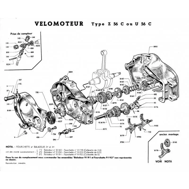 Gearbox fork from gearbox Motobécane Z culbuté (1ère et 2nde) - 3 Gearbox fork from gearbox Motobécane Z culbuté (1ère et 2nde) - 3