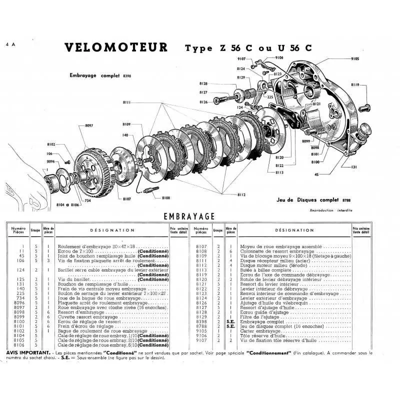 Cale de réglage de roue d'embrayage Motobécane séries Z - 2