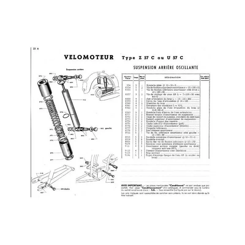 Jonc d'élément amortisseur de suspension arrière de Motobécane séries Z - 2