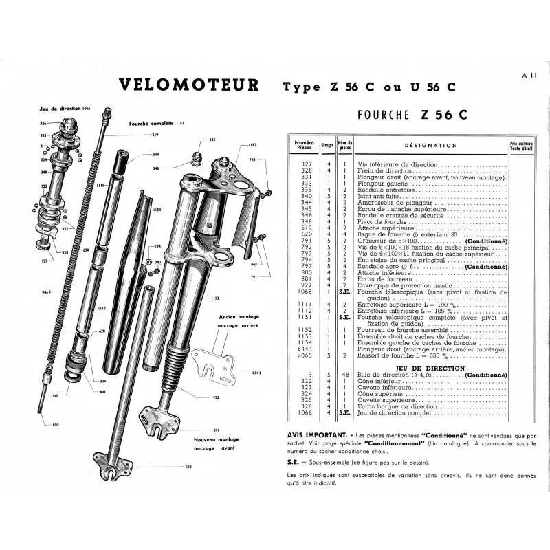 Attache inférieure de Fourche Motobécane Z - 2 Attache inférieure de Fourche Motobécane Z - 2