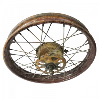 Roue avant adaptable pour motos des années 1950-1960.